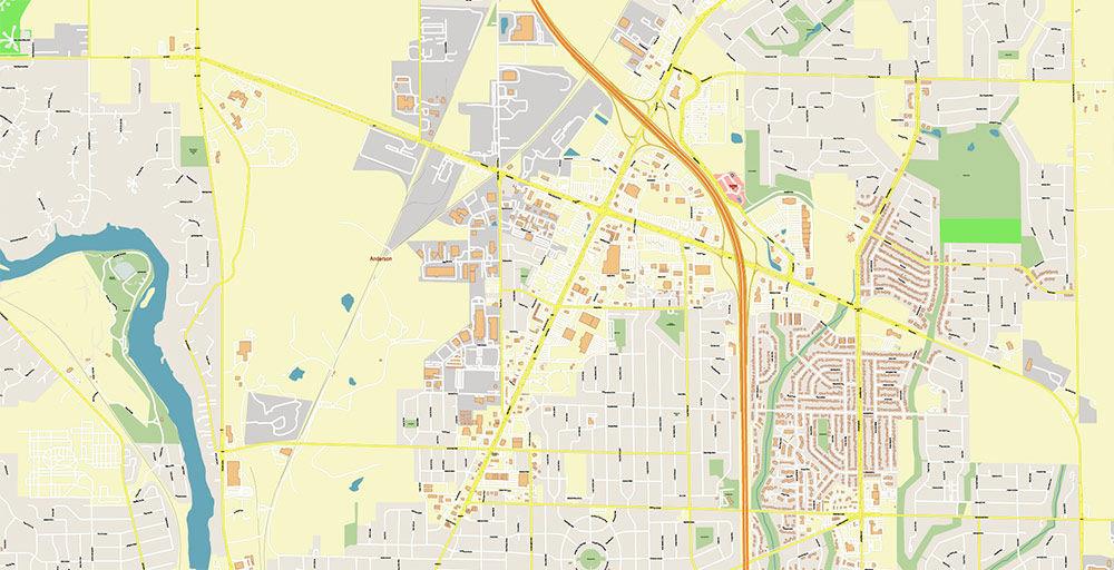 Rockford Illinois USA Vector Map: Exact High Detailed Street Map editable Adobe Illustrator in layers
