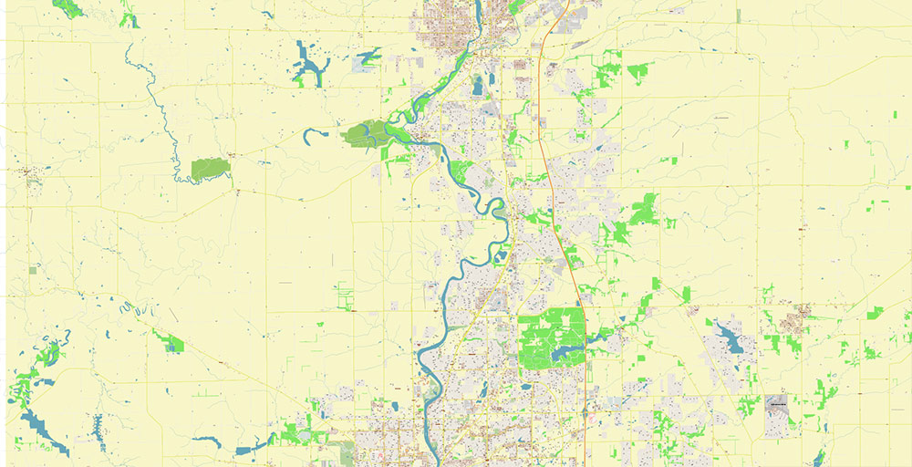 Rockford Illinois USA Vector Map: Exact High Detailed Street Map editable Adobe Illustrator in layers