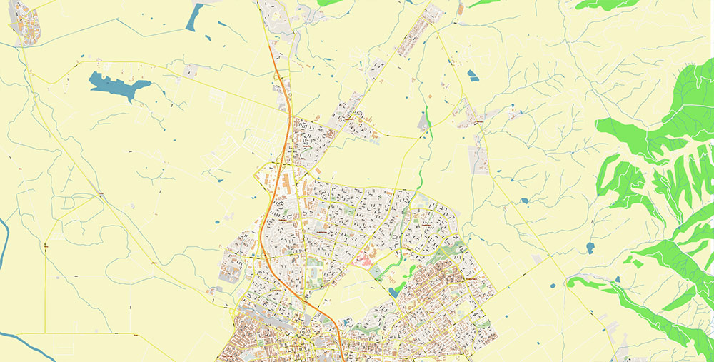 Salinas California USA Vector Map: Exact High Detailed Street Map editable Adobe Illustrator in layers