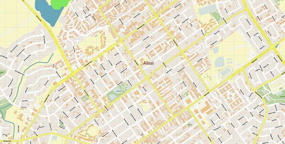 Salinas California USA Vector Map: Exact High Detailed Street Map editable Adobe Illustrator in layers