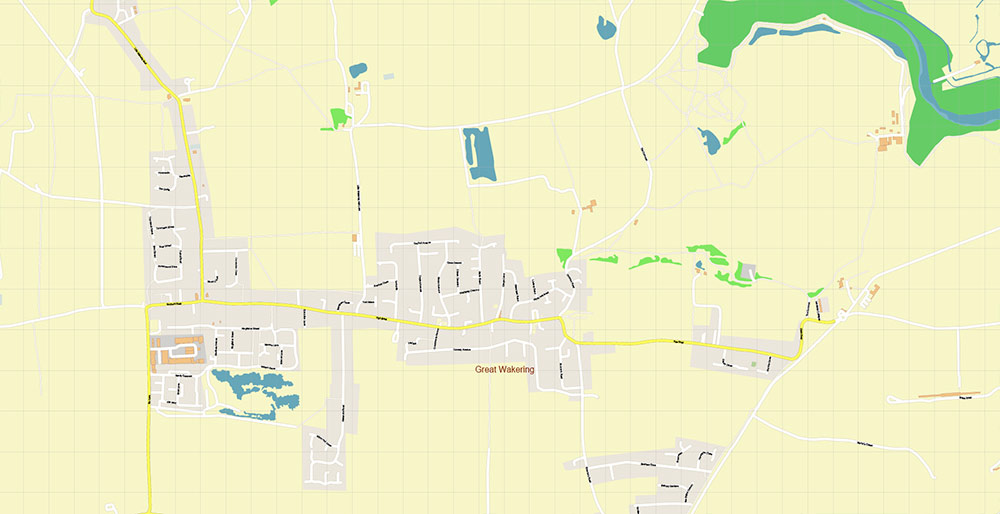 Southend-on-Sea / Wickford UK Vector Map Exact High Detailed Street Map editable Adobe Illustrator in layers