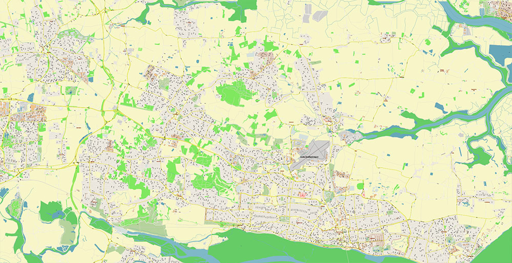 Southend-on-Sea / Wickford UK Vector Map Exact High Detailed Street Map editable Adobe Illustrator in layers