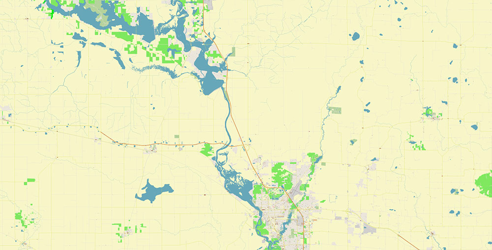 Wausau Wisconsin USA Vector Map: Exact High Detailed Street Map editable Adobe Illustrator in layers