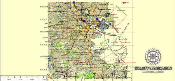 Boston vector street map 25-part atlas full editable City Plan Adobe Illustrator printable