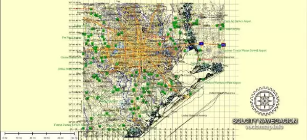 Houston Map printable vector full editable Street Map Adobe Illustrator Atlas 49 parts City Plan