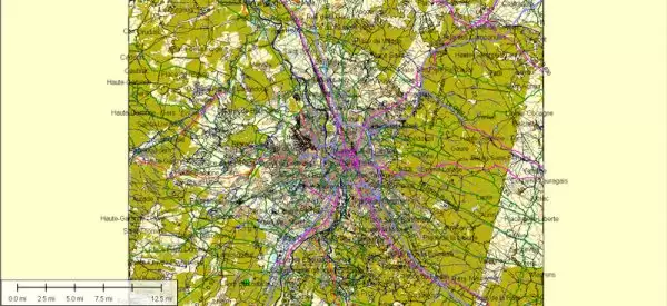 Toulouse Map Vector France City Plan Atlas 49 parts editable Street Map Adobe Illustrator