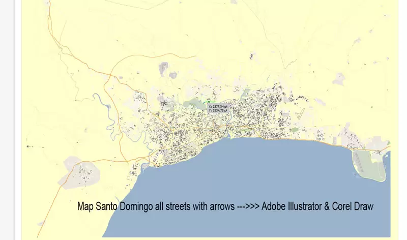 map Preview Santo Domingo Adobe Illustrator, Corel Draw, DXF AutoCAD for design, projects, architect