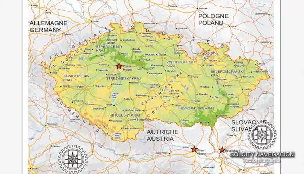 Czech Republic vector Relief road map Ver.2, full editable, Corel Draw