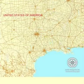 USA + Canada Country vector map in Adobe Illustrator with roads, 35 parts Atlas Mercator Projection