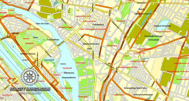 map, street, vector, Vienna, Austria, Adobe illustrator, printable