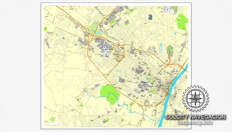 Vector map Albany, New York, US printable vector street City Plan map, full editable, Adobe Illustrator