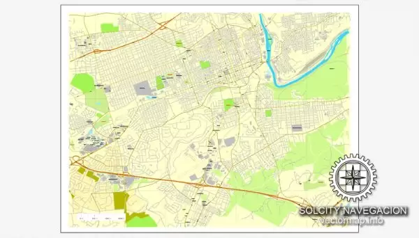 Vector map Allentown, Pennsylvania, US printable vector street City Plan map, full editable, Adobe Illustrator