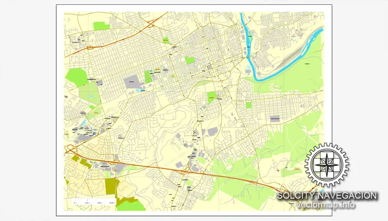 Vector map Allentown, Pennsylvania, US printable vector street City Plan map, full editable, Adobe Illustrator