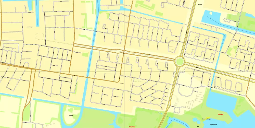 Amsterdam, Netherlands, printable vector street Simple City Plan map, full editable, Adobe Illustrator, full vector, scalable, editable, text format street names, 8 mb ZIP