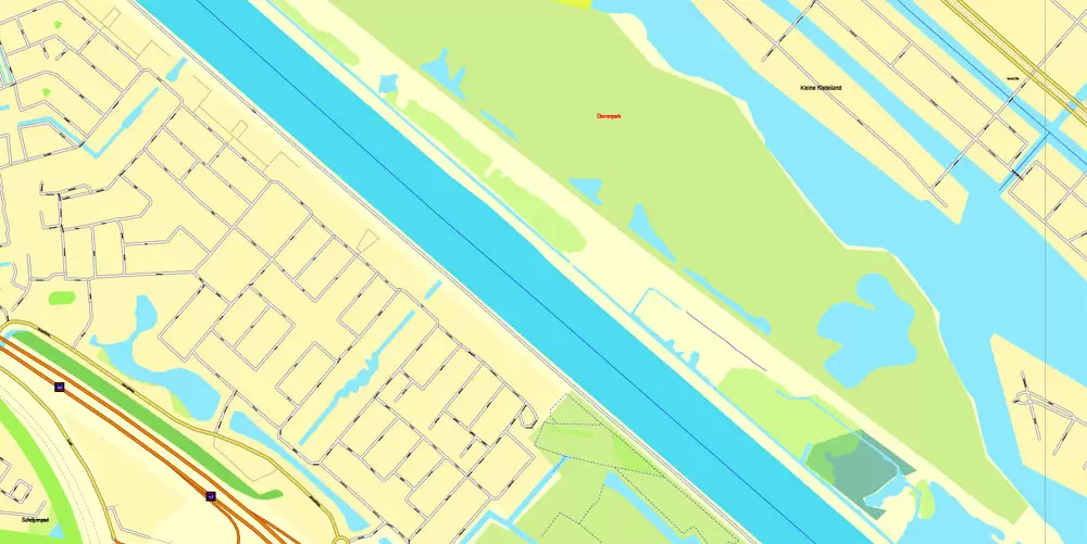 Amsterdam, Netherlands, printable vector street Simple City Plan map, full editable, Adobe Illustrator, full vector, scalable, editable, text format street names, 8 mb ZIP