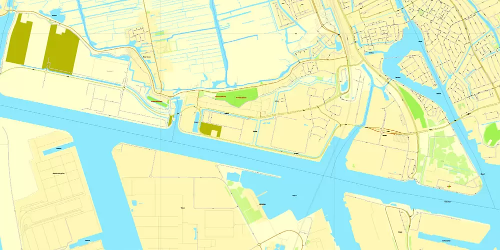 Amsterdam, Netherlands, printable vector street Simple City Plan map, full editable, Adobe Illustrator, full vector, scalable, editable, text format street names, 8 mb ZIP