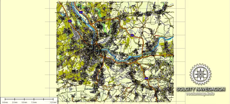 Basel, Switzerland printable vector street full Atlas 9 parts map, full editable, Adobe Illustrator, full vector 3 x 3 m, scalable, editable, text format street names, 5,6 mb ZIP All streets, all buildings.
