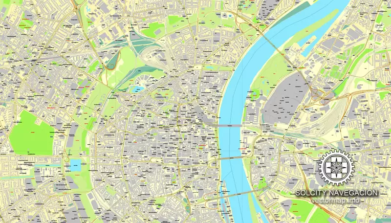 Cologne / Koln, Germany printable vector street City Plan map, full editable, Adobe Illustrator