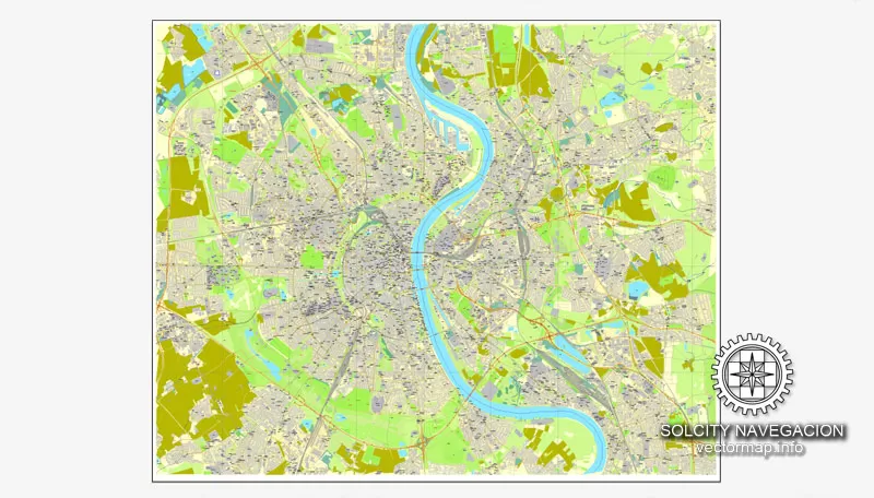 Cologne / Koln, Germany printable vector street City Plan map, full editable, Adobe Illustrator