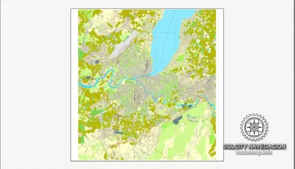 Geneva, Switzerland printable vector street City Plan map, full editable, Adobe Illustrator, full vector 3 x 3 m, scalable, editable, text format street names, 11,5 mb ZIP All streets, all buildings.