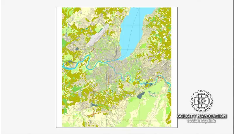 Geneva, Switzerland printable vector street City Plan map, full editable, Adobe Illustrator, full vector 3 x 3 m, scalable, editable, text format street names, 11,5 mb ZIP All streets, all buildings.