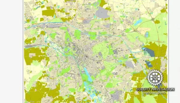 Hanover printable vector street City Plan map, full editable, Adobe Illustrator, Royalty free