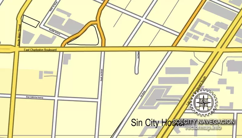 Map Las Vegas, Nevada, US printable vector street City Plan map, full editable, Adobe Illustrator,