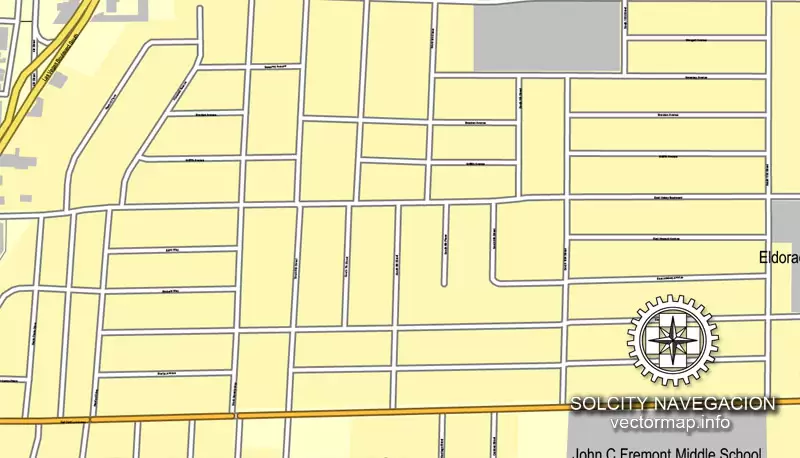 Map Las Vegas, Nevada, US printable vector street City Plan map, full editable, Adobe Illustrator,
