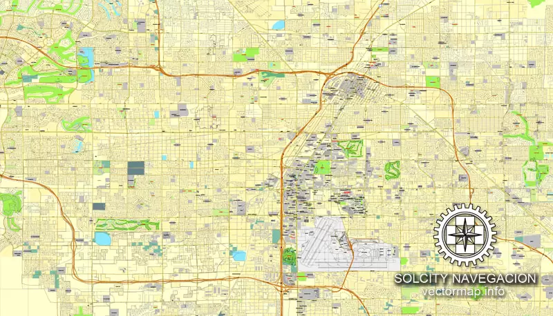 Las Vegas, Nevada, US printable vector street City Plan map, full editable, Adobe PDF
