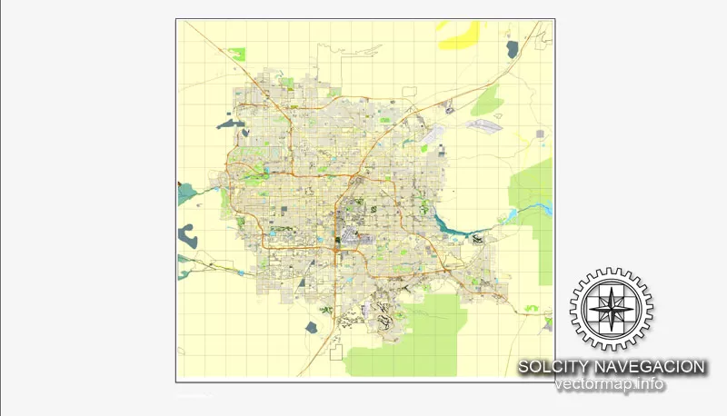Map Las Vegas, Nevada, US printable vector street City Plan map, full editable, Adobe Illustrator,
