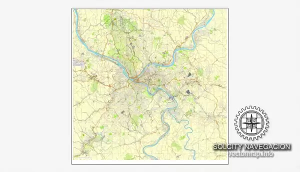 Vector map Pittsburgh, Pennsylvania, US printable vector street City Plan map, full editable, Adobe Illustrator