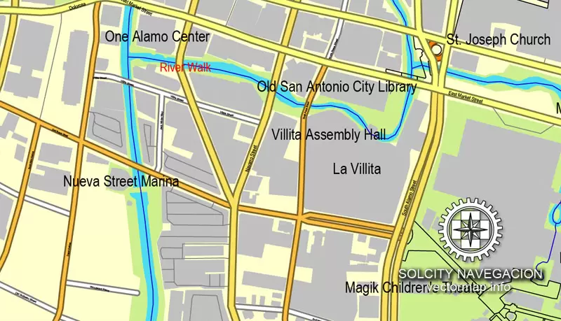 Map vector San Antonio, Texas, US printable vector street City Plan map, full editable, Adobe Illustrator