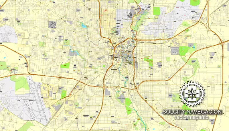 Map vector San Antonio, Texas, US printable vector street City Plan map, full editable, Adobe Illustrator