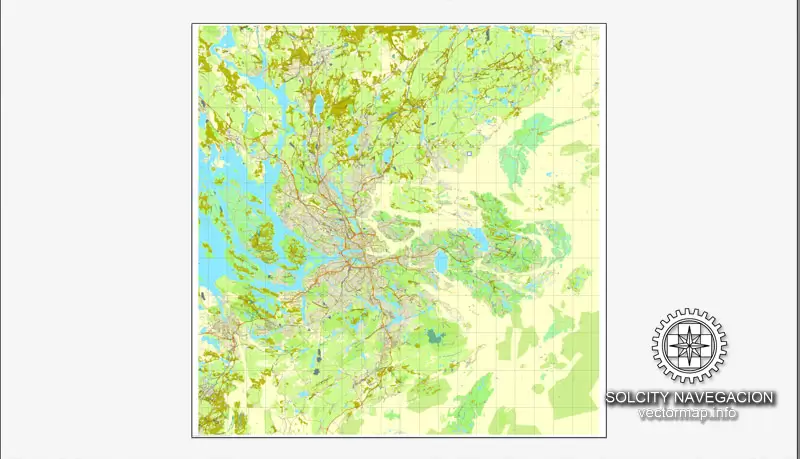 Map Stockholm, Sweden, Sverige printable vector street Simple City Plan map, full editable, Adobe Illustrator
