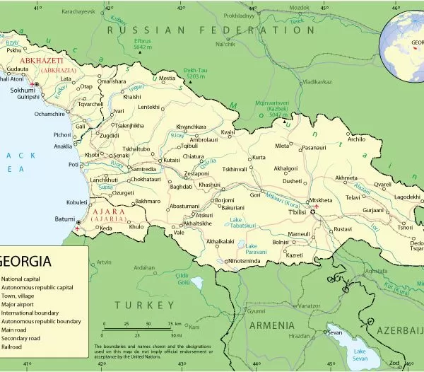 Free vector map Georgia, Adobe Illustrator, download now maps vector clipart >>>>> Map for design, projects, presentation free to use as you like.