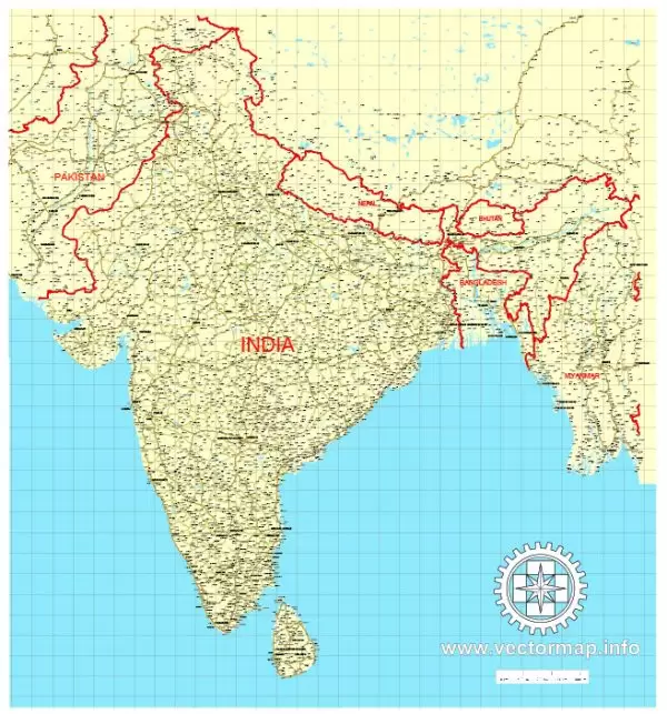 Free vector map India, Nepal, Bhutan, Bangladesh, Adobe Illustrator, download now maps vector clipart >>>>> Map for design, projects, presentation free to use as you like.