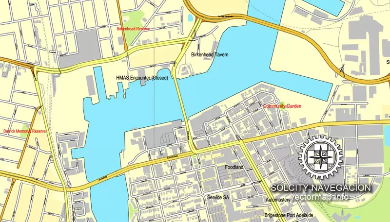 Map vector Adelaide, Australia, printable vector street City Plan map, full editable, Adobe illustrator Map for design, print, arts, projects, presentations, for architects, designers and builders