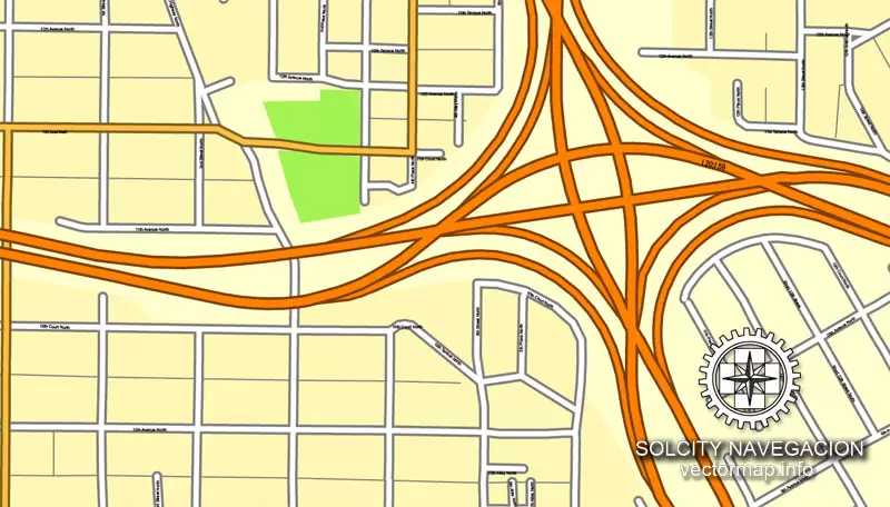 Map vector Birmingham, Alabama, US printable vector street City Plan map, full editable, Adobe Illustrator Map for design, print, arts, projects, presentations, for architects, designers and builders.