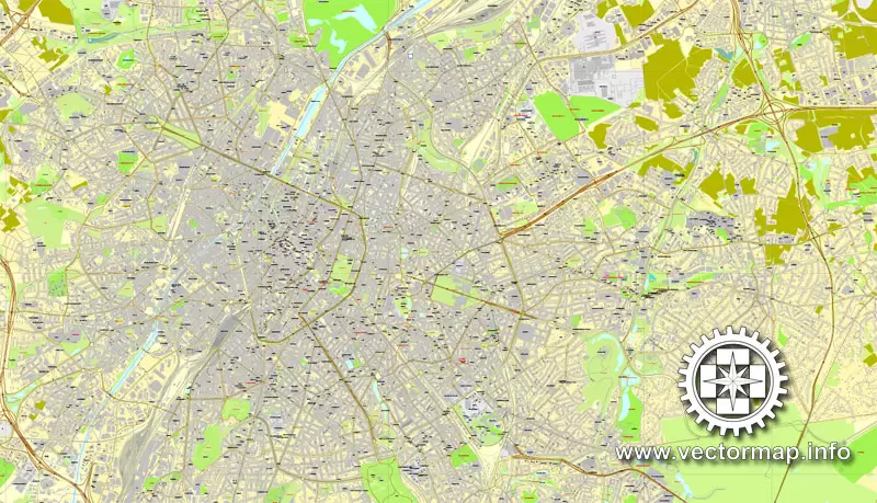 Brussels Bruxelles, Belgium, printable vector street City Plan map, full editable, Adobe illustrator