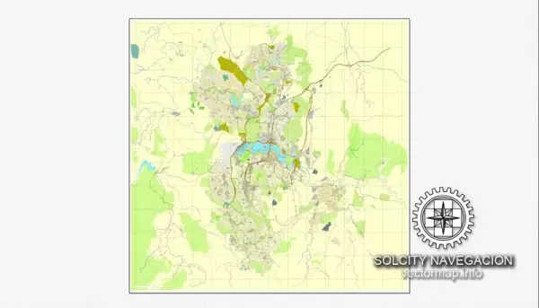 Map vector Canberra, Australia, printable vector street City Plan map, full editable, Adobe illustrator Map for design, print, arts, projects, presentations, for architects, designers and builders