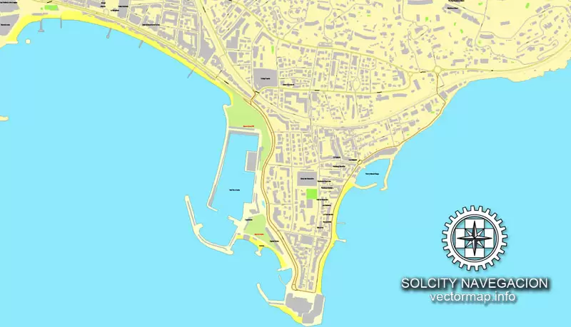 Map vector Cannes, France printable vector street City Plan map, full editable, Adobe Illustrator Map for design, print, arts, projects, presentations, for architects, designers and builders