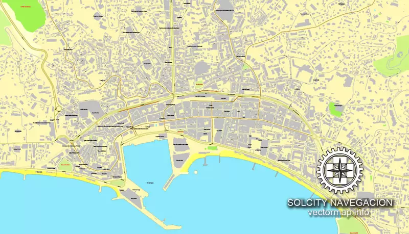 Map vector Cannes, France printable vector street City Plan map, full editable, Adobe Illustrator Map for design, print, arts, projects, presentations, for architects, designers and builders