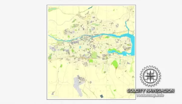 Map vector Cork, Ireland printable vector street City Plan map, full editable, Adobe Illustrator