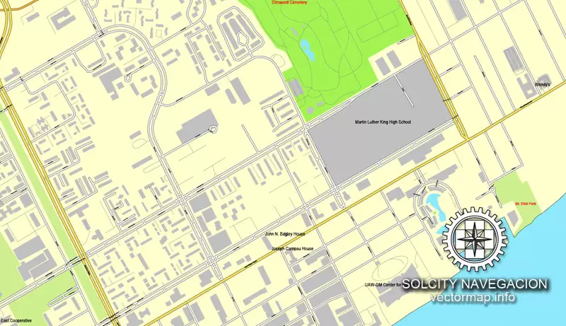 Map vector Detroit, Michigan, US printable vector street City Plan map, full editable, Adobe illustrator Map for design, print, arts, projects, presentations, for architects, designers and builders