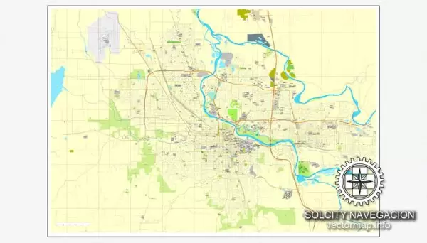 Map vector Eugene, Oregon, US printable vector street City Plan map, full editable, Adobe Illustrator Map for design, print, arts, projects, presentations, for architects, designers and builders