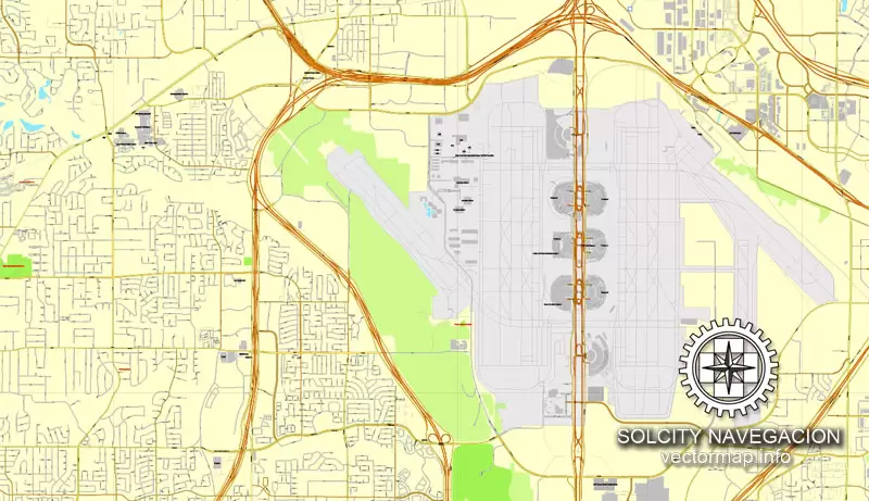 Map vector Fort Worth, Texas, US printable vector street City Plan map, full editable, Adobe illustrator Map for design, print, arts, projects, presentations, for architects, designers and builders