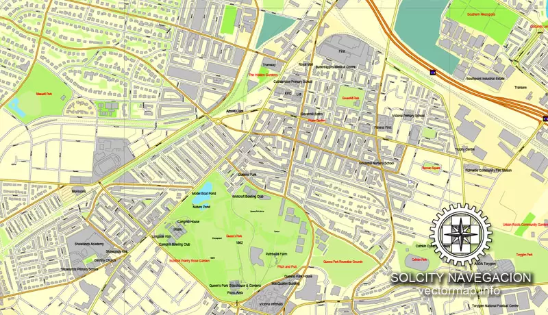 Glasgow, Scotland, UK Great Britain, printable vector street City Plan map, full editable, Adobe Illustrator