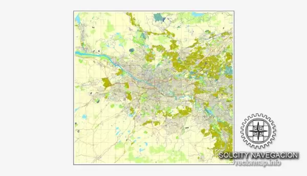 Glasgow, Scotland, UK Great Britain, printable vector street City Plan map, full editable, Adobe Illustrator