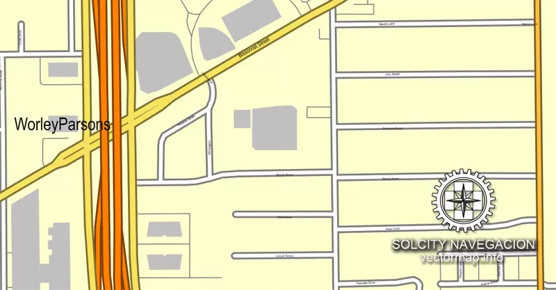Map vector Houston, Texas, US printable vector street City Plan map, full editable, Corel Draw Map for design, print, arts, projects, presentations, for architects, designers and builders