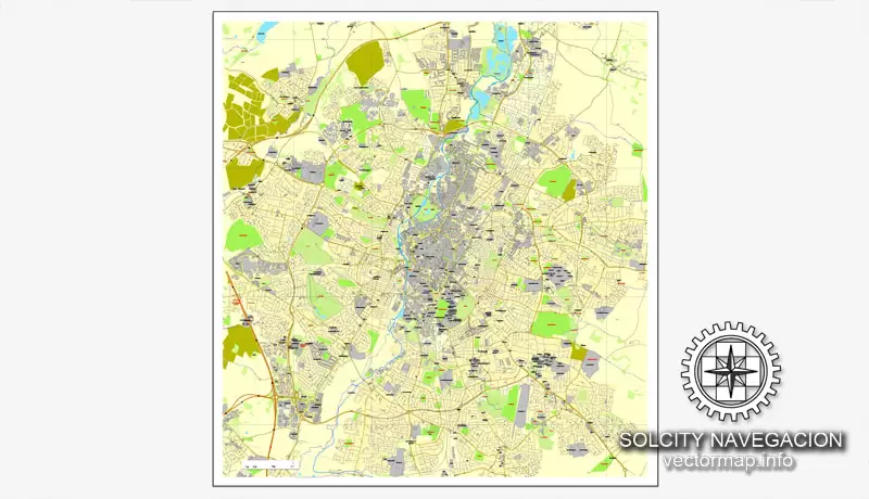 Map vector Leicester, England, UK Great Britain, printable vector street City Plan map, full editable, Adobe Illustrator